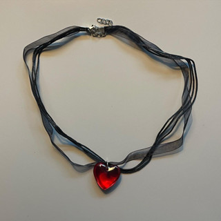 i/flower/you รุ่น glassy heart (red)+ribbin necklace