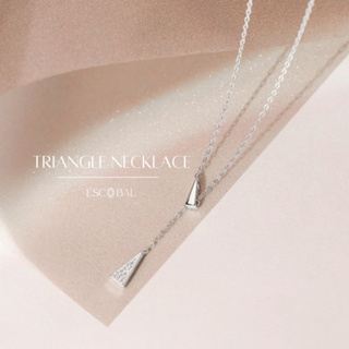 ESCOBAL✨พร้อมส่ง สร้อยเพชร Triangle Necklace จี้เพชร Moissanite แท้100% สร้อยคอเงินแท้ สร้อยคอแฟชั่น สร้อยเงินแท้