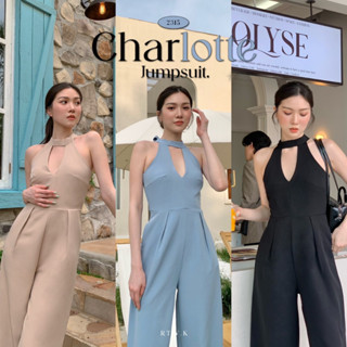 🫘’ Charlotte Jumpsuit’- จั๊มสูทขายาว ตกแต่งคอปีน สายผูกคอสามารถปรับได้ จั๊มสูทออกงาน ชุดไปทะเล จั๊มสูทใส่ออกงาน