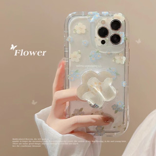 🌈Langton🌸วงยึดทรายไหล ดอกไม้สีฟ้า iPhone 11 14 pro max summer fresh blue flower case for iPhone 12 13