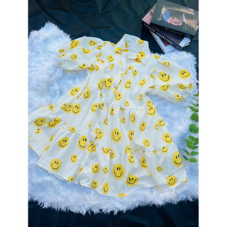 พร้อมส่ง เดรสกระดุมหน้างานกระแสคอปก งานน่ารักฟรีไซต์