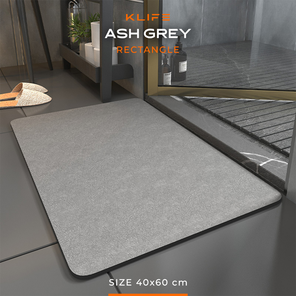 พรมเช็ดเท้าดินเบา พรมเช็ดเท้าห้องน้ำ ขนาด40x60cm KLIFE แห้งไว กันเชื้อรา ไม่มีกล