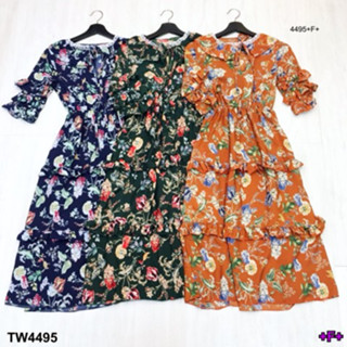 CS4495 เดรสลายดอกแขนชั้นๆ Floral dress with layered sleeves