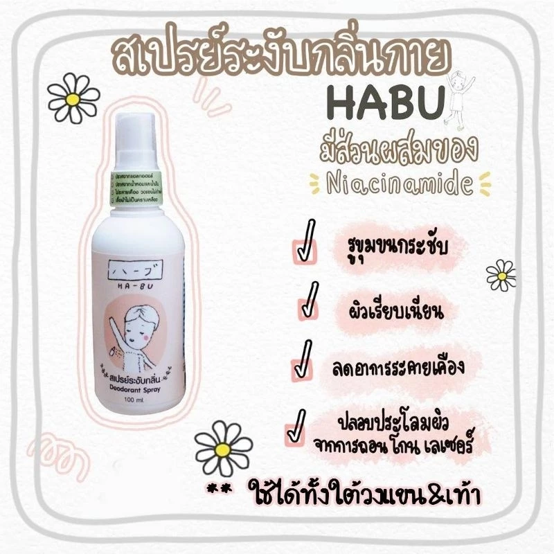 🙆 ฮาบุ สเปรย์ระงับกลิ่นกาย Habu deodorant spray ไร้กลิ่น แห้งสบาย *ล๊อตใหม่*
