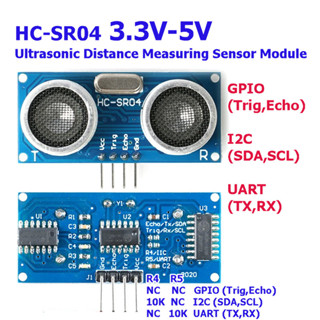 HC-SR04 3.3V-5V Ultrasonic Distance Measuring Sensor Module (Trig-Echo) ,UART(TX-RX), I2C(SDA,SCL)