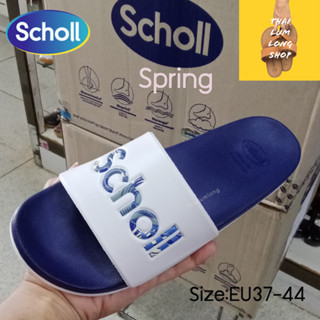 Scholl รองเท้าสกอลล์-สปริง สีขาว Spring สูง 3 เซน รองเท้าแตะสวม รองเท้าสำหรับผู้ชายและผู้หญิง รองเท้าสุขภาพ แก้รองช้ำ