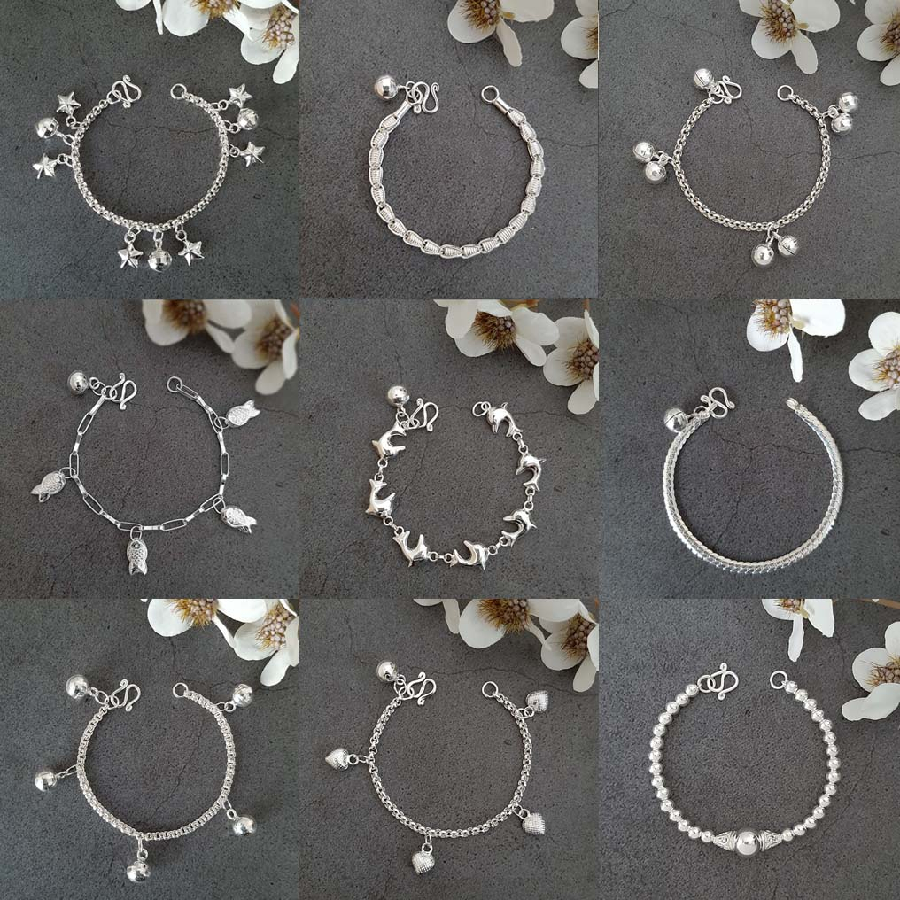 MT สร้อยข้อมือเด็กเงินแท้ รวมดีไซน์ ข้อมือ 13 4 15 ซม Children Bracelet (scbmix1) MT Jewelry