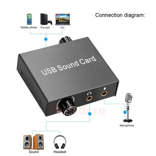 ตัวแปลงการ์ดเสียง USB ภายนอก44.1kHz 48kHz 16บิตพร้อมไมโครโฟนหูฟัง3.5มม. สำหรับ PC/Mac/IOS/Android/PS5