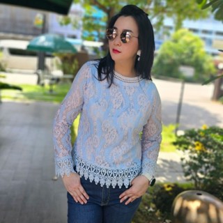 เสื้อครอป ผ้าลูกไม้ฝรั่งเศษ สวยหรู ดูดี ลุคคุณนาย งานผู้ดีมาก 3สี มีซับใน คอปาด คอกลม แขนยาว #พร้อมส่ง#ตรงปก#ราคาพิเศษ