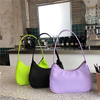 พร้อมส่ง กระเป๋าสะพายไหล่ กระเป๋าถือ กระเป๋าผ้า กระเป๋าทรง HOBO สีนีออน สีพาสเทล น้ำหนักเบามาก มีซิป CANDIES [LVG-012CD]