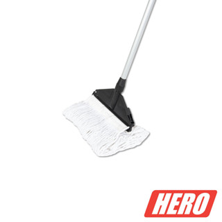 Hero ไม้ถูพื้นผ้าฝ้าย 10 นิ้ว ด้ามตรง อลูมิเนียม ไม้ม๊อบหัวพลาสติก