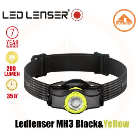 Led Lenser MH3 Headlamp #Black/Yellow ไฟฉายคาดหัวเดินป่าสว่าง 200 ลูเมน