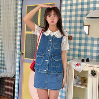 [พร้อมส่ง] Mooonbeam.co - Denim vest - เสื้อกั๊ก ยีนส์ ผ้ายีนส์ ทรงน่ารัก ใส่พอดีตัว