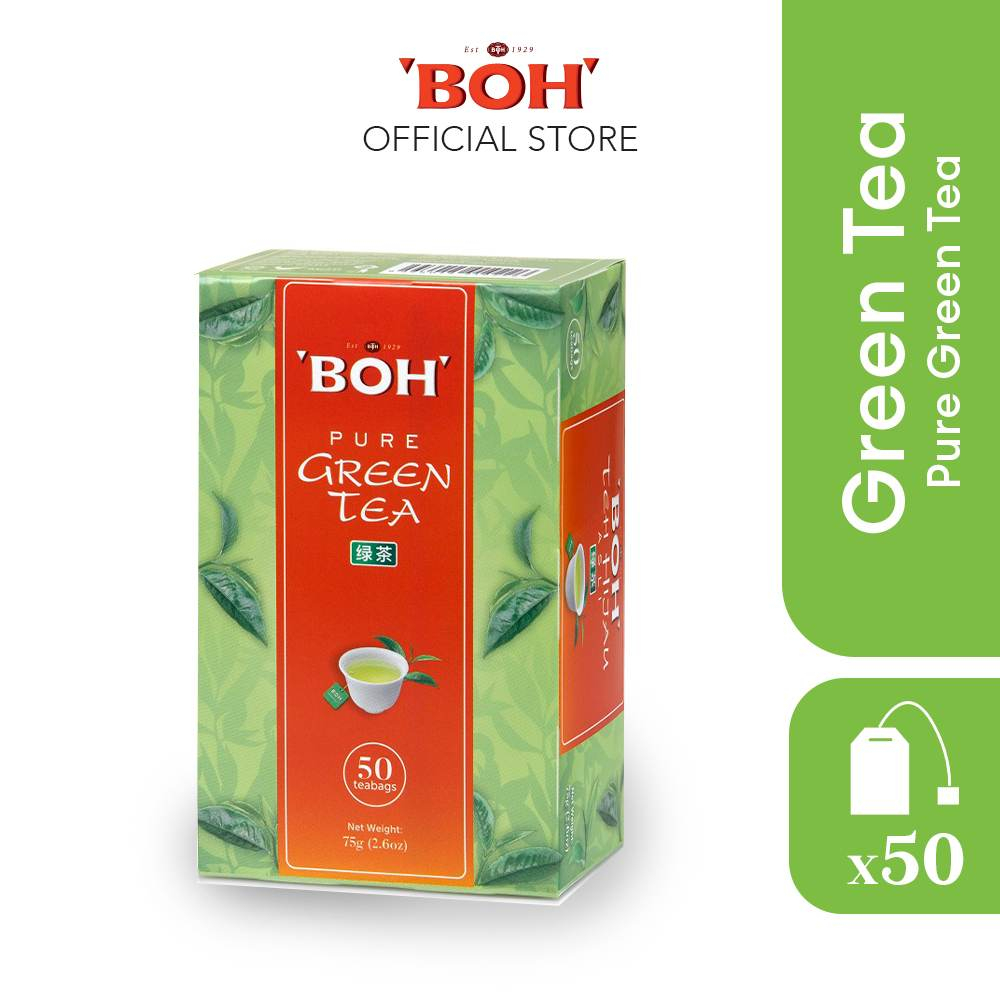 ชาเขียว BOH Pure Green Teabag ขนาด 25-50 ซอง