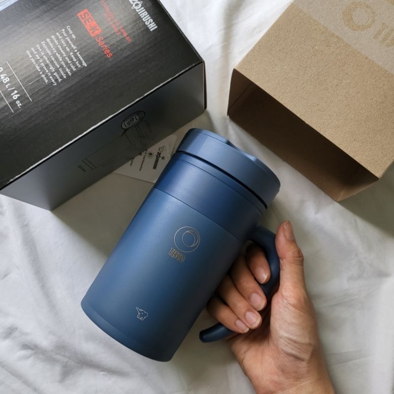 Zojirushi Tisco Wealth Limited Stainless tea tumbler with handle SE-KAE48-AZ กระติกน้ำสเตนเลส สูญญาก