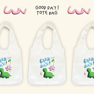 [mns]MUUNE GOOD DAY!tote bag กระเป๋าผ้าลายไดโนเสาร์แก้มป่องมุเน๋ แบกของได้ แข็งแรง