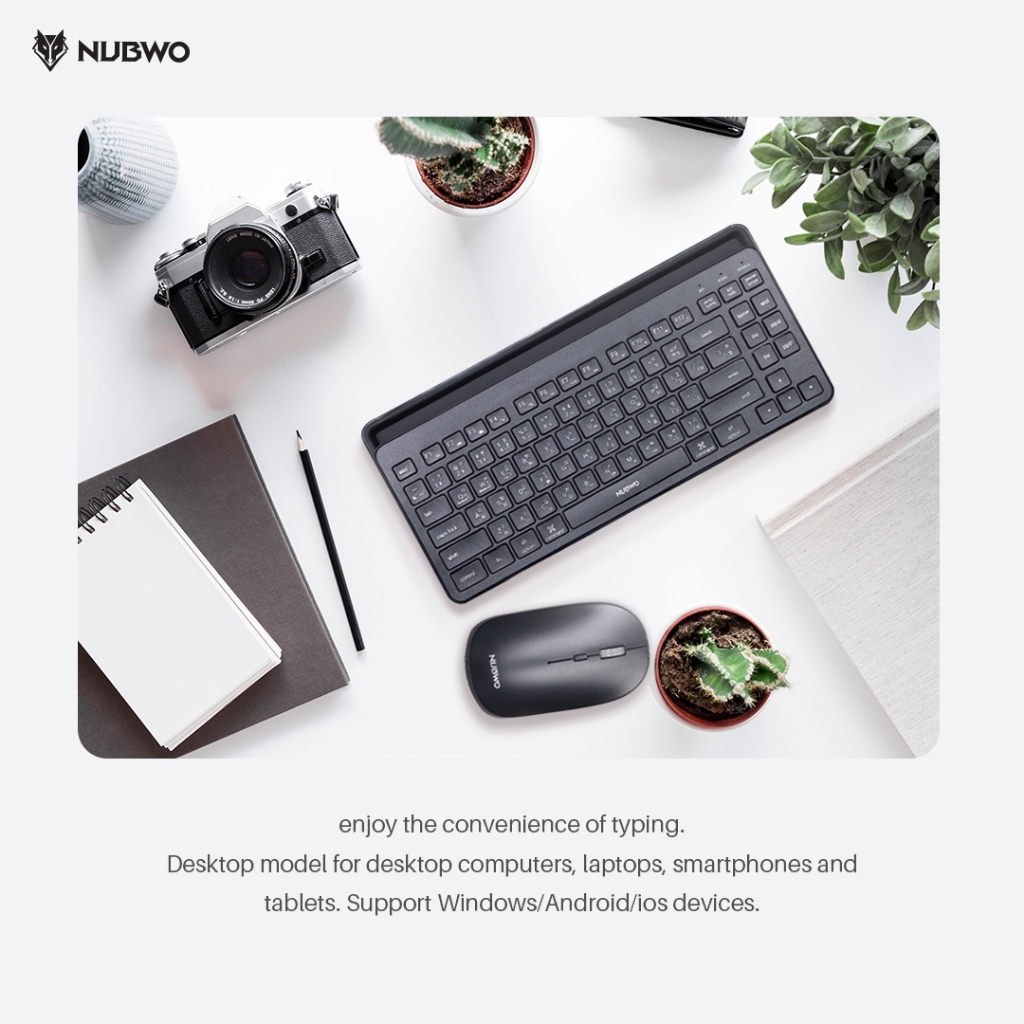 Nubwo NKM-630 Keyboard+Mouse Dual Mode Wireless/Bluetooth คีย์บอร์ดและเมาส์ไร้สาย แป้นพิมพ์ไร้สาย