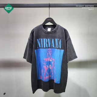 Spenzer.street | 🖤 Nirvana blue เสื้อโอเวอร์ไซส์ เสื้อผ้าสตรีท เสื้อเกาหลี เสื้อy2k ทราวิส 2pac ฮิต 2023 มาใหม่