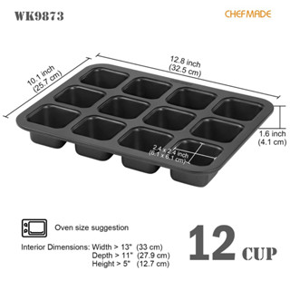 พิมพ์อบ cupcake ทรงสี่เหลี่ยม Chefmade non stick square mould wk9873