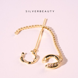 โค้ด SILV45  ลด45.- [EAR CUF] Silver beautyต่างหูพวงย้อยร้อยเรียงCUF004