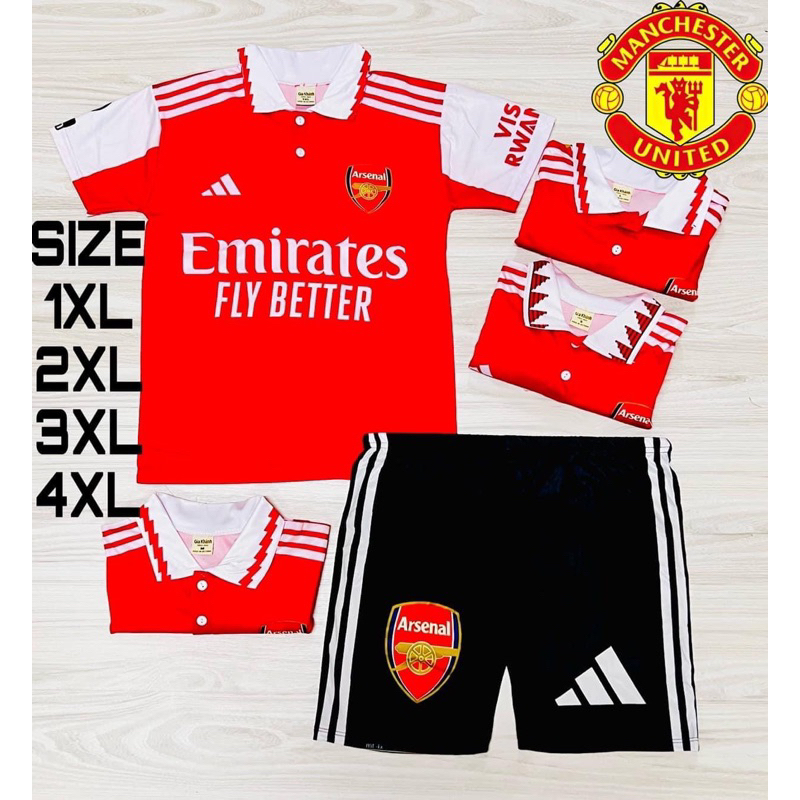 ชุดกีฬา ทีมโปรด Arsenal อาร์เซนอล ชุดฟุตบอล คอปก เสื้อแขนสั้น เด็ก 4-12 ปี