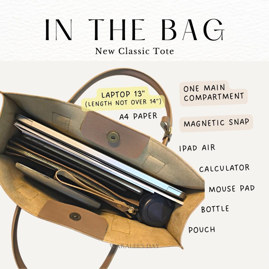 Waralee's Day - New Classic Tote - กระเป๋าถือใส่ A4 ไปเรียน ไปทำงาน
