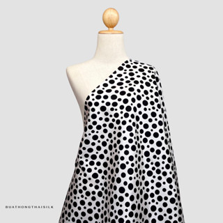 POLKA DOTS ABSTRACT GRAPHIC DESIGN PRINTED THAI SILK FABRIC - ผ้าไหม ไทยแท้ พิมพ์ลาย กราฟฟิก ลายจุด