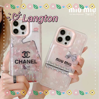 🌈Langton🌸ผีเสื้อ สีชมพู โปร่งแสง iphone 11 14 pro max สาวน่ารักหัวใจ โบว์หูกระต่าย case for iPhone 12 13