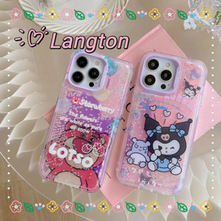 🌈Langton🌸หมีสตอเบอรี่ คุโลมิ iphone 11 14 pro max การ์ตูน รูปหัวใจ โปร่งแสง สาวน่ารักหัวใจ case for iPhone 12 13