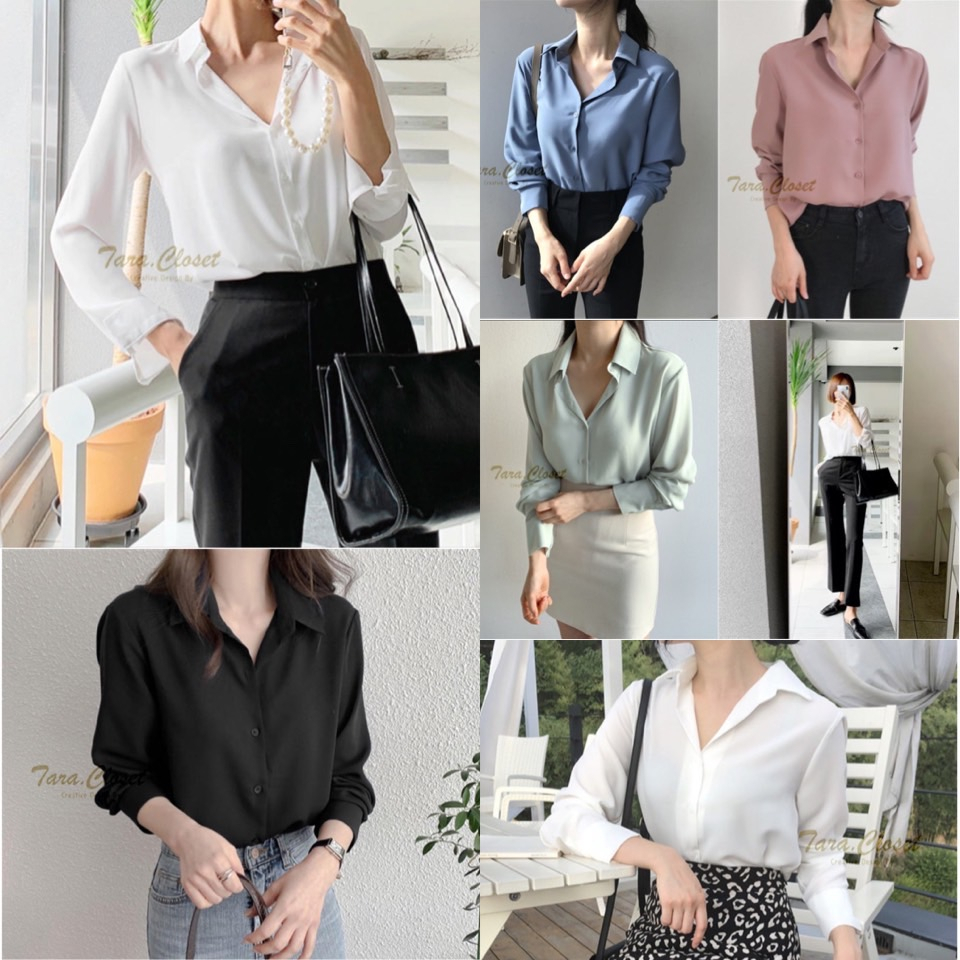 TR022 TARA Shirt เสื้อเชิ้ต คอปก แขนยาว ทรงคลาสสิค เนื้อผ้า TR Spander ผ้าดี การันตรีคุณภาพ