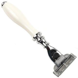 Parker Safety Razor : PRK111W* มีดโกนหนวด Elegant Faux Porcelain Triple Blade Razor