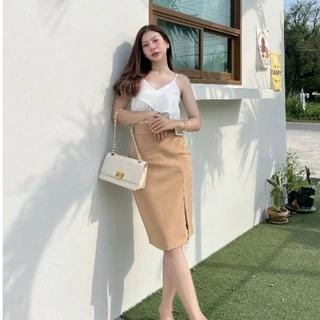 ✨กระโปรงออฟฟิศ "ผ่าหน้า" ทรงสอบ ผ้าดี ใส่ทำงานหรือเที่ยวได้