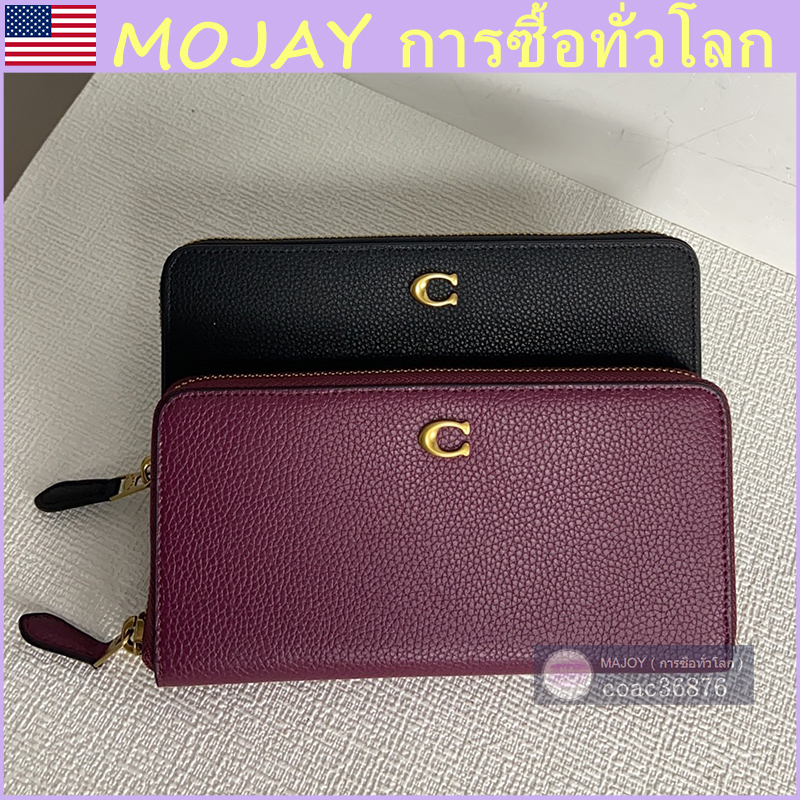 แท้ %/ปลอดภาษี COACH กระเป๋าสตางค์ใบยาว หนังผู้หญิง ซิป กระเป๋าสตางค์ คลัช