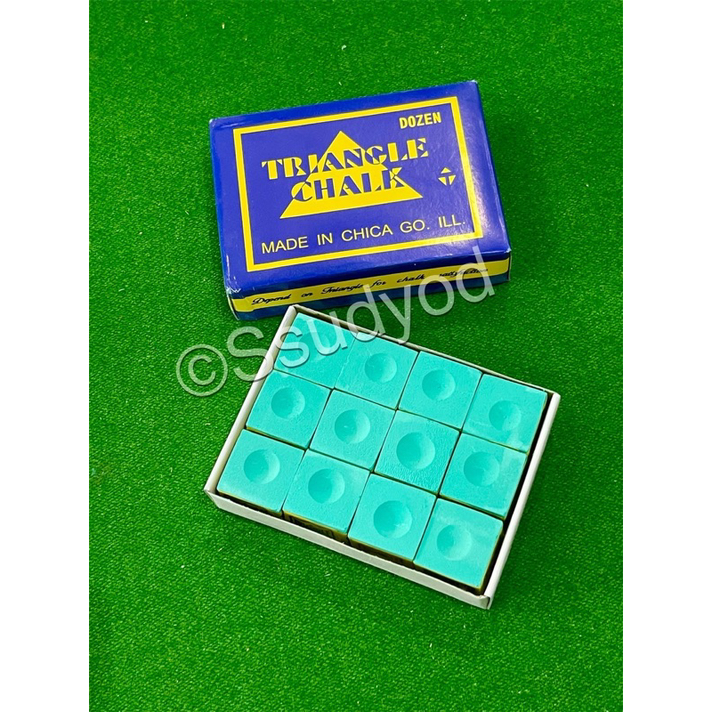 ชอล์กฝนหัวคิว สีเขียวอ่อน ยี่ห้อ TRIANGLE เกรด 3A (1 กล่อง 12ก้อน)