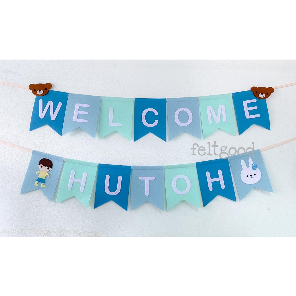 ธงวันเกิด ป้ายเวลคัมเบบี้ WELCOME BABY ป้ายชื่อเด็ก พรอพถ่ายรูป แต่งห้องเด็ก BABY SHOWER NAME BANNER