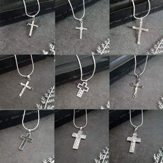 MT จี้ไม้กางเขน จี้พระเยซู ตัวเรือนเงินแท้ ชุบทองคำขาว Solid 925 Sterling Silver Cross Pendant (rpp001) MT Jewelry มณีธารา