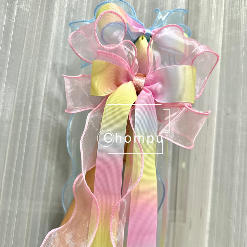 โบว์สีรุ้ง โบว์LGBT กุหลาบ กิ๊บติดผมผูกผมลูกไม้ ริบบิ้นผ้าซาติน หางยาว🎀รุ่นนางฟ้า