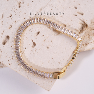 โค้ด SILV45  ลด45.- Silver beautyสร้อยข้อมือเกล็ดน้ำแข็งเรียงร้อยB00523