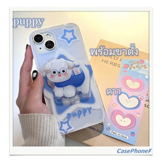 ✨ส่งของขวัญ✨เคส for iPhone 11 14 Pro Max Case for iPhone 12 13 ป้องกันการตก การป้องกัน พร้อมขาตั้ง ลูกสุนัข สาวน่ารักหัว