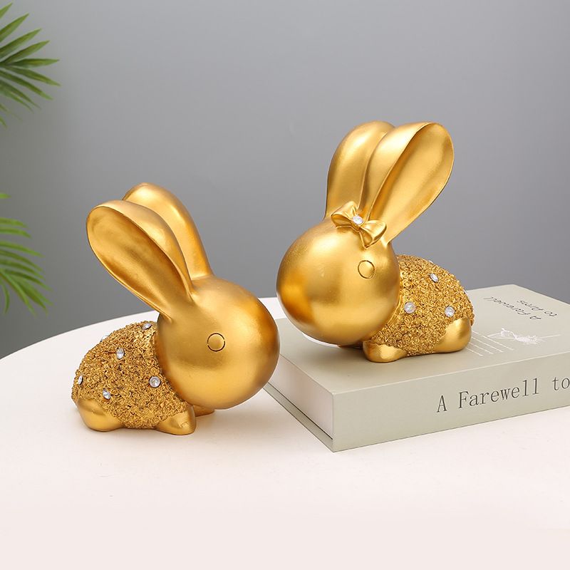 🐰พร้อมส่ง🐰ตกแต่งห้อง โมเดลกระต่ายคู่สีทอง วัสดุเนื้อเรซิ่น วางตั้งประดับตกแต่งบ้าน ห้องทำงาน ห้องรับแขก น่ารักมากค่า - รูปที่ 3
