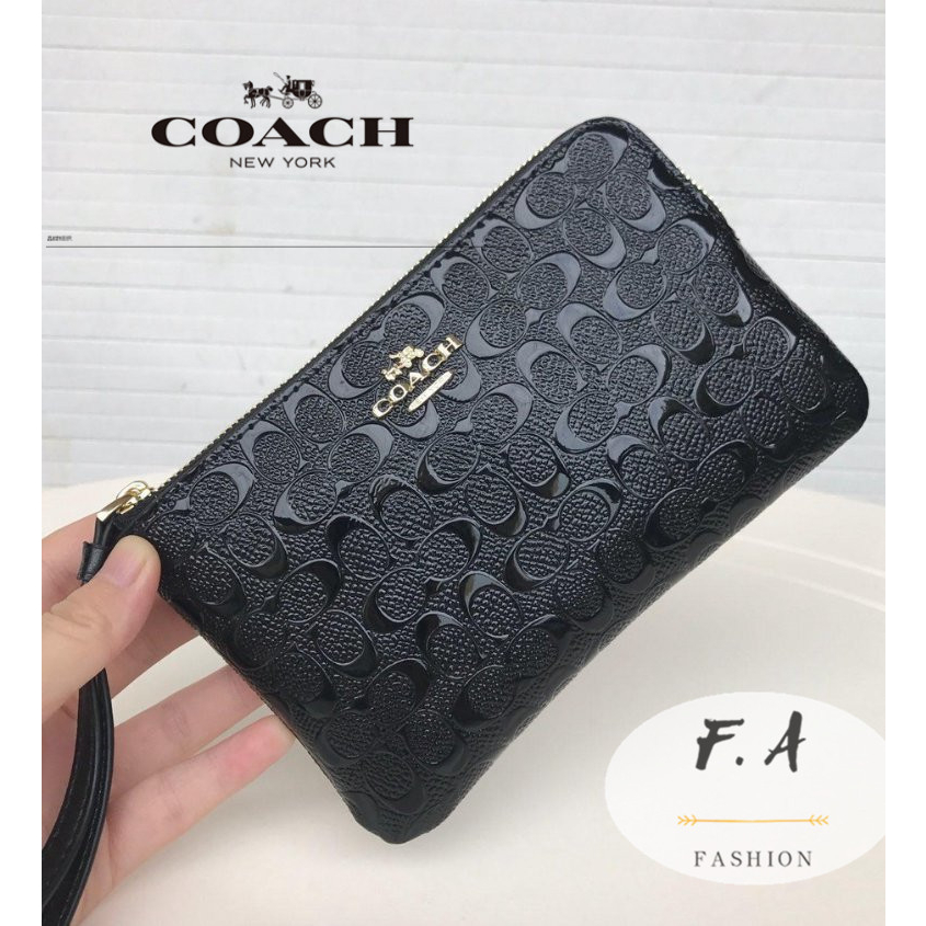F.A ว่าแท้100% coach  แท้  กระเป๋าสตางค์สุภาพสตรี ซิปใส่เหรียญ กระเป๋าใส่โทรศัพท์ข้อมือ iPhone 7 สามารถติดตั 58034