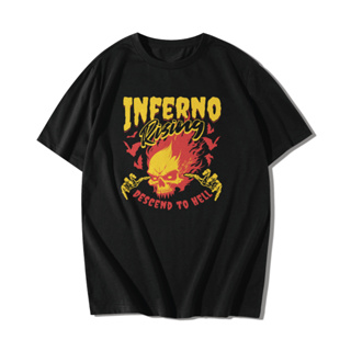 เสื้อยืด "INFERNO" เสื้อยืดคอกลม เสื้อยืดแขนสั้น Cotton 100% _สีดำ