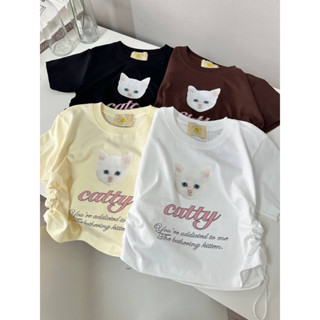 เสื้อครอปรูดข้าง ลายน้องแมวน่ารักๆ🐱