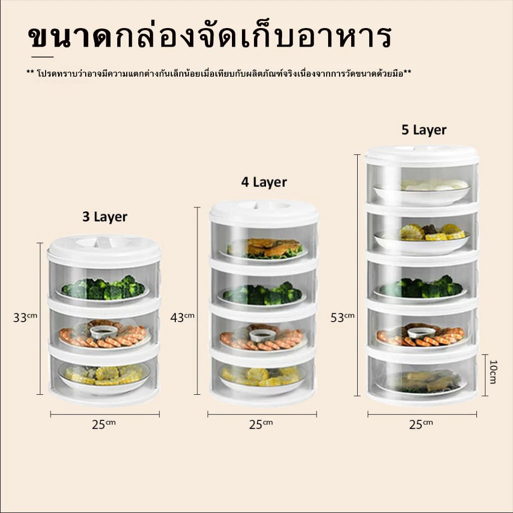 คอนโดเก็บอาหาร กล่องใส่อาหาร ฝาครอบอาหาร 3/4/5 ชั้นเก็บอุณหภูมิ ชั้นวางอาหาร Stacy Food Cover thumbnail 8