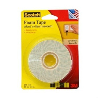 3M Scotch สก๊อตช์ Foam Tape เทปโฟมกาวสองหน้า CAT 110 24 มม. x 3 ม.