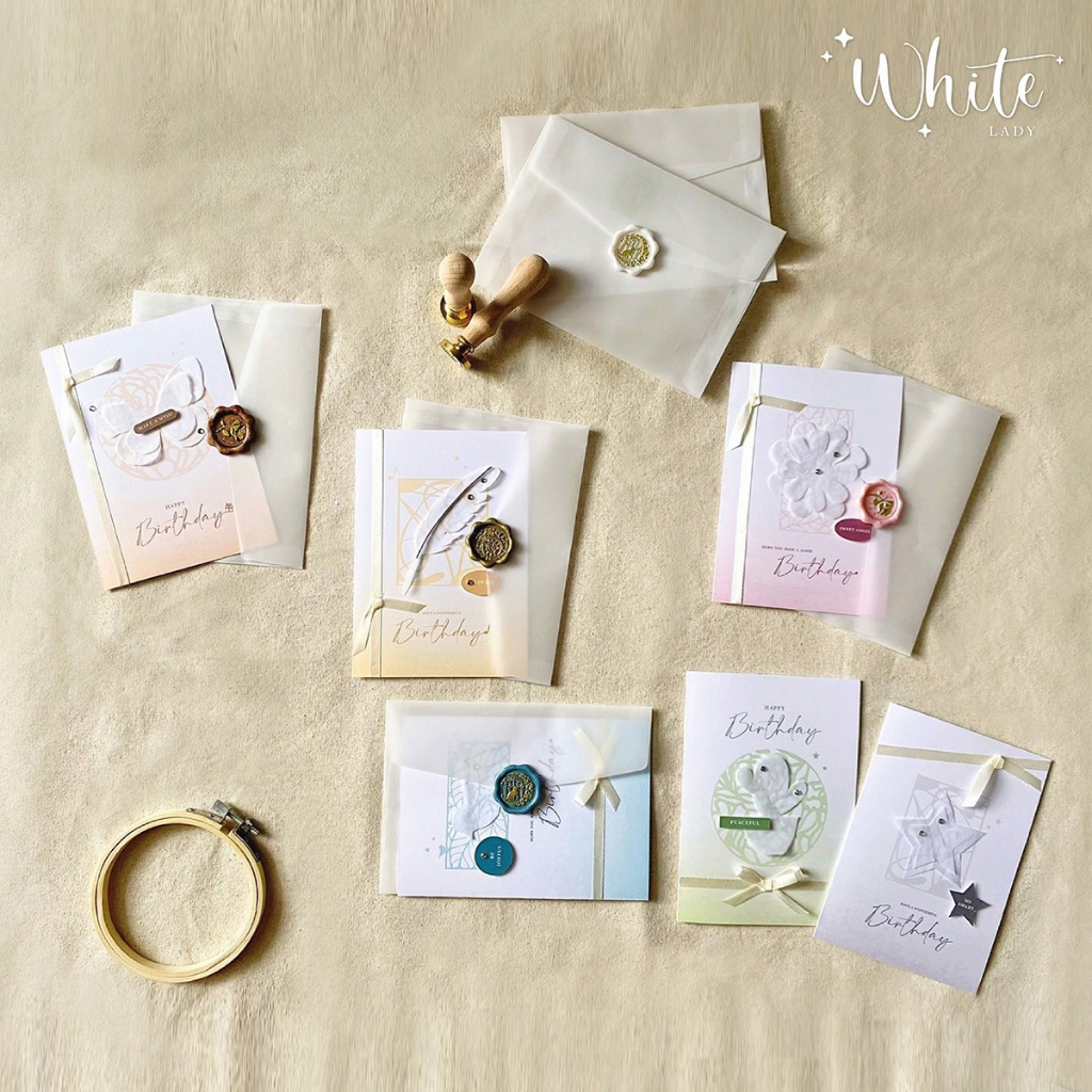 การ์ดอวยพรวันเกิดแฮนด์เมดHBD Handmade Card 🎂(ขนาด 5X7 นิ้ว,12X17CM) [ไม่รับพิมพ์ข้อความด้านในการ์ด]