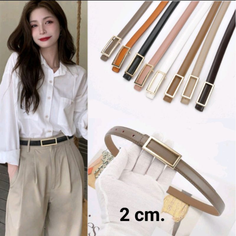 {K&T}☀️เข็มขัดหนังผู้หญิง แบบใหม่✨ งานสวย เป็นหัวกดสีทองเงา