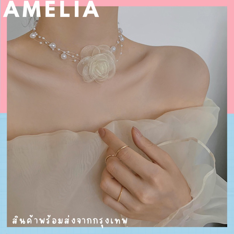 กรุงเทพ พร้อมส่ง New Choker สร้อยคอแฟชั่นสไตล์เกาหลี สร้อยคอดอกไม้ โช้กเกอร์ดอกกุหลาบ สร้อยคอ เครื่องประดับ ของขวัญ