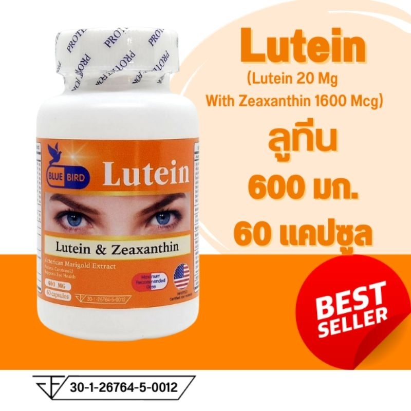ลูทีน Lutein : ลูทีน ซีแซนธิน Lutein 20 Mg With Zeaxanthin 1600 Mcg วิตามินบำรุงสายตา 60 แคปซูล