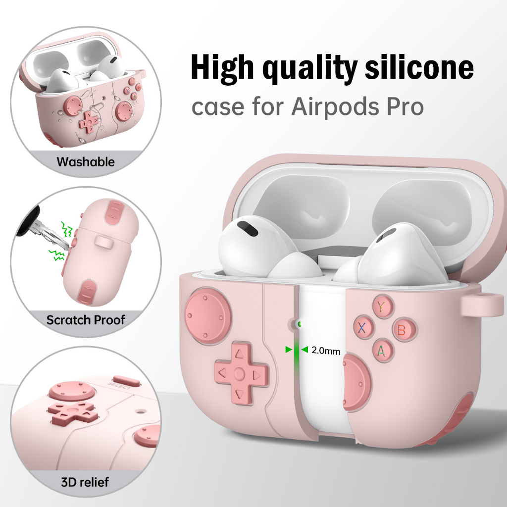 เคส ใช้สำหรับ Airpods 4 PRO3 pro2 1/2 3  ทรง XBOX ซิลิโคน นิ่ม พร้อมห่วงคล้อง